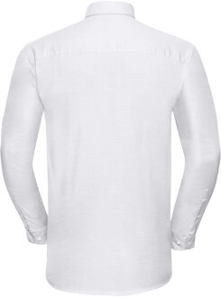 Russell Athletic Russell Heren Oxford Easy-Care overhemd met lange mouwen (Wit) - 18.5 inch