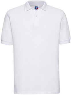 Russell Athletic Russell Heren Polycotton Pique Slijtvast Poloshirt (Wit) - 5XL