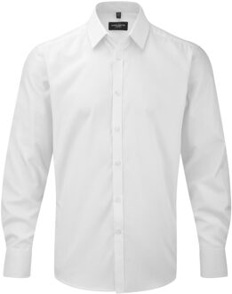 Russell Athletic Russell Heren Visgraat Werkshirt met lange mouwen (Wit)