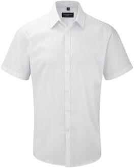 Russell Athletic Russell Herenshirt met korte mouwen Visgraatwerk Shirt (Wit) - 15.5 inch