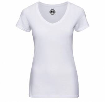 Russell Dames t-shirt v-hals - Kleur: Wit, Maat: S
