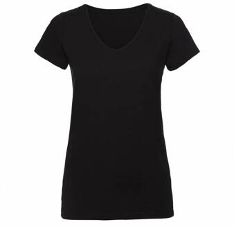 Russell Dames T-shirt V-hals - Kleur: Zwart, Maat: S