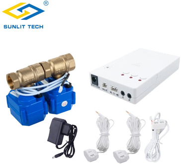 Russian ship Water Leakage Sensor with 2pcs DN20 Auto Shut Off Valves Water Detector Flood Alert Overflow WLD-807 Security Alarm