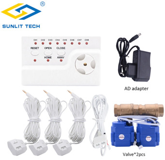 Russian Ship WLD-806 Water Leak Sensor Alarm Kit with 2pcs DN15 Valves Water Leakage Detector Protection Against Water Leaking