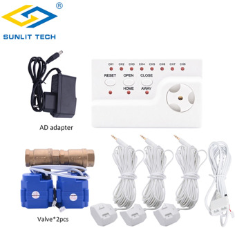 Russian Ship WLD-806 Water Leakage Sensor with 2pcs 1/2"(DN15) Valves Wired Water Alarm Protection Against Leaking Detector