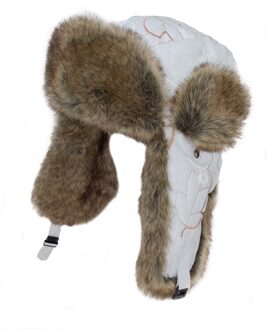 Russische bontmuts wit met nepbont en flappen voor dames - Faux fur pilotenmuts 57 cm