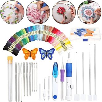 Russische Borduren Tool Box Handleiding Diy Poke Muziek Accessoires Naaien Kit 50 Kleur Borduren Gereedschapskist Lijn Vlinder Set
