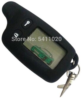 Russische Tw 9010 Lcd Afstandsbediening Sleutelhanger + Siliconen Case Body Cover Voor Twee Weg Auto Alarm Systeem Key Tomahawk TW-9010 TW9010