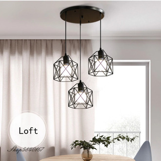 Rustic Industrial Pendant Lamp Geometry Iron Pendant Lights Kitchen Island Lamp Pendant Loft Cafe Shop Hanging Lighting Fixtures