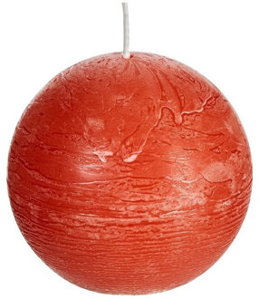 rustieke bolkaars - oranje - 1x - D8 cm - 24 branduren - ronde kaarsen