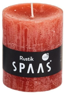 rustieke cilinderkaars/stompkaars - 1x - oranje - 7 x 8 cm - 30 branduren