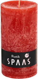 rustieke cilinderkaars/stompkaars - 1x - rood - 7 x 13 cm - 60 branduren