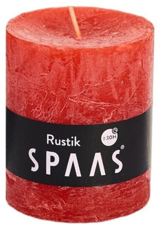 rustieke cilinderkaars/stompkaars - 1x - rood - 7 x 8 cm - 30 branduren