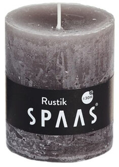 rustieke cilinderkaars/stompkaars - 1x - taupe - 7 x 8 cm - 30 branduren