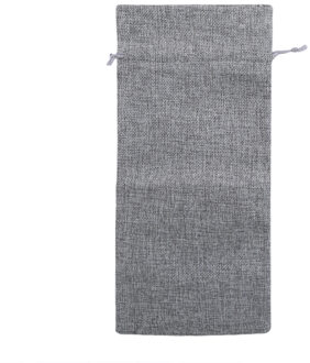 Rustieke Linnen Trekkoord Wijnfles Cover Bruiloft Decor Set Wijn Zak Verpakking Bag Carrier Voor Gifting En Decoreren grijs
