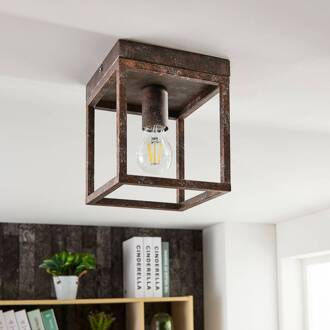 Rustieke plafondlamp Emin met metalen armatuur antiek roest