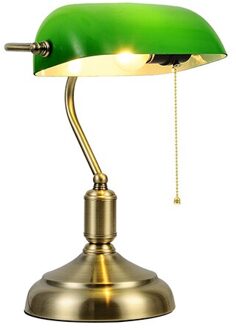 Rustieke Tafellamp Vintage Lampara Led Escritorio Industriële Studie Art Deco Goud Glas Gekleurd Groene Europese Klassieke Lampenkappen groen / EU plug