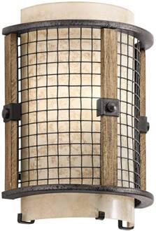 Rustieke wandlamp Ahrendale ijzer, bruin, crème
