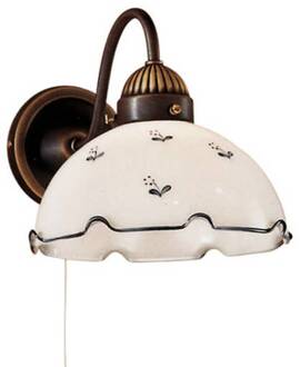 Rustieke wandlamp Nonna, wit-blauw Wit, blauw, oudmessing