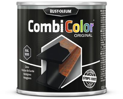 Rustoleum Combicolor Metaalverf Zwart Hoogglans 250ml