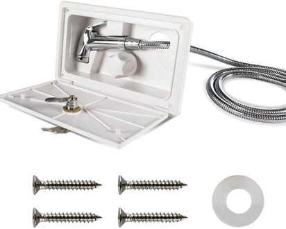 Rv Douche Box Kit Met Lock-Inclusief Douche Kraan Slang Douche Wand Voor Boot Marine Camper Camper Caravan Accessoires wit