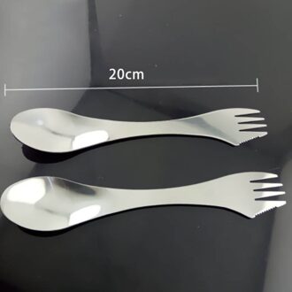 Rvs 3 In 1 Outdoor Picknick Leveranties Camping Wandelen Gereedschap Spork Vork Lepel Bestek Gebruiksvoorwerp Combo Keuken Gadgets