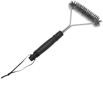 Rvs 3 Zijdig Barbecue BBQ Grill Borstel Rooster Grime Vet Schoon Outdoor Camping Handvat Cleaning Tool Met Lanyard