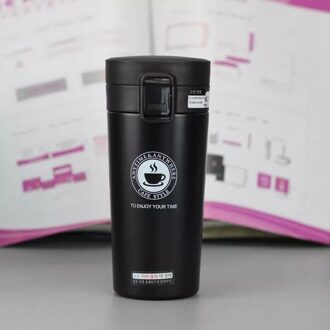 Rvs 304 Water Fles Cafe Mok Double Wall Tumbler Bounce Cup Vacuüm Reizen Kopje Koffie Thermos zwart