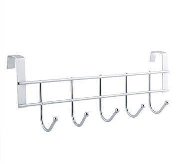 Rvs 5 Haken Kleding Deur Badkamer Hanger Opknoping Lus Organizer Mode Huishoudelijke Artikelen