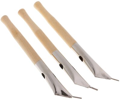 Rvs Aardewerk Klei Sculptuur Wax Gereedschap Set Afdrukken Batik Messen Pennen Natuurlijke Hout Kleur Pack Van 3 (17.5cm/6.89 Inch)
