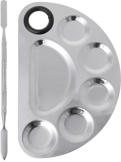 Rvs Aquarel Verf Palet Lade Mengstaaf Spatel Set Voor Nail Art Schoolbenodigdheden Olieverf Makeup Tools 3