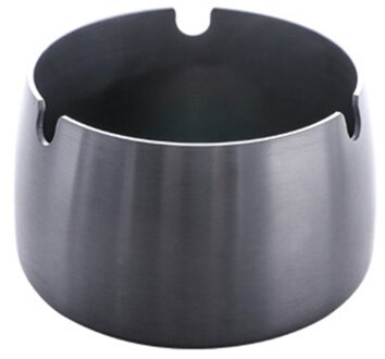 Rvs Asbak Ronde Portable Grote Capaciteit Winddicht Outdoor Indoor Tuin Terras Balkon Huishouden Asbak zwart