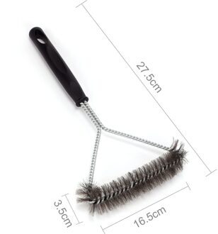 Rvs Barbecue Grill Reinigingsborstel Draad Cleaner Outdoor Bbq Driehoek Clean Tool Keuken Accessoires Met Handvat 27.5cm