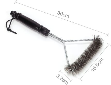 Rvs Barbecue Grill Reinigingsborstel Draad Cleaner Outdoor Bbq Driehoek Clean Tool Keuken Accessoires Met Handvat 30cm