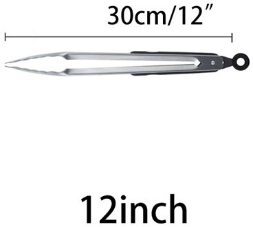 Rvs Barbecue Tang Keuken Brood Buffet Eten Locking Siliconen Bbq Tong Salade Ice Clips Bbq Accessoires 12/16/18'' 12 duim
