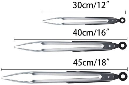 Rvs Barbecue Tang Keuken Brood Buffet Eten Locking Siliconen Bbq Tong Salade Ice Clips Bbq Accessoires 12/16/18'' 12duim 16duim 18duim