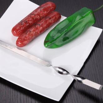 Rvs Bbq Gereedschap Barbecue Spiesjes Dikke Herbruikbare Platte Vlees Bbq Naald Stick Voor Outdoor Camping Picknick Barbeque Tool