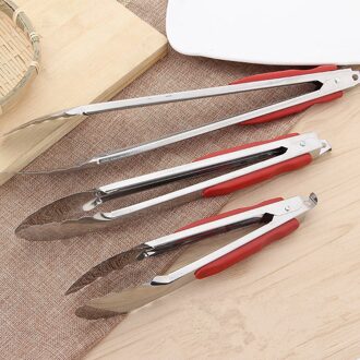 Rvs Bbq Grillen Tong Salade Brood Presenteren Tong Non-stick Keuken Barbecue Grillen Koken Tong rood 34cm