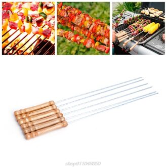 Rvs Bbq Roast Barbecue Spies Grill Kebab Naalden Stok Hout Handvat M25 21
