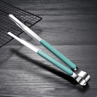 Rvs Bbq Tang Barbecue Voedsel Clip Ijs Tong Vlees Salade Toast Brood Klem Gebruiksvoorwerp Koken Tong Accessoires KBOT0079-blauw