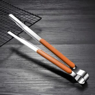 Rvs Bbq Tang Barbecue Voedsel Clip Ijs Tong Vlees Salade Toast Brood Klem Gebruiksvoorwerp Koken Tong Accessoires KBOT0079-oranje