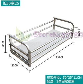 Rvs Bloem Plank Rack Balkon Reling Bloempot Hanger Opknoping Succulent Bloem Vensterbank Outdoor Ingebouwde 50x25x11CM 2