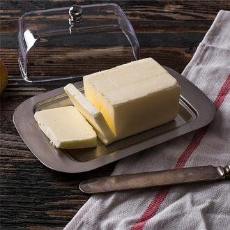 Rvs Boter Kaas Schotel Box Container Rechthoek Server Opslag Keeper Lade Brood Plaat Met Deksel Keuken Accessoires