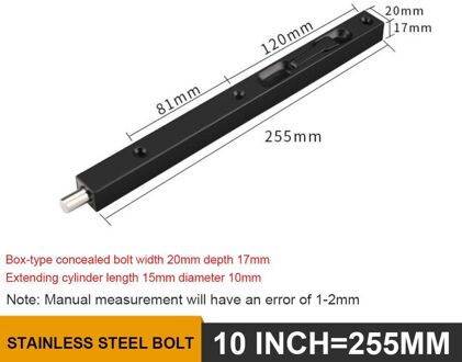 Rvs Cassette Verborgen Klink Deur Flush Bolt Verborgen Veiligheid Deurslot Voor Franse Deuren Composiet Hout Deuren Zwart