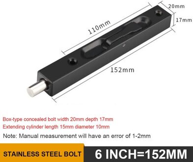 Rvs Cassette Verborgen Klink Deur Flush Bolt Verborgen Veiligheid Deurslot Voor Franse Deuren Composiet Hout Deuren Zwart