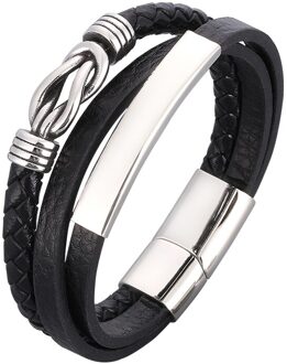 Rvs Charm Mannen Armband Magnetische Sluiting Mutilayer Lederen Wikkelen Punk Rock Armbanden Man Sieraden BB1062 Wearing Length 205mm