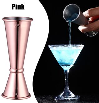 Rvs Cocktail Maatbeker Verschillende Gram Maatbeker 1Oz/2Oz Double Headed Cocktail Shaker Met Schaal Roze