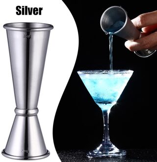 Rvs Cocktail Maatbeker Verschillende Gram Maatbeker 1Oz/2Oz Double Headed Cocktail Shaker Met Schaal Zilver