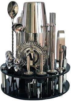 Rvs Cocktail Shaker Mixer Bars Set Gereedschap Met Rotationl Stand Drinken Barman Browser Kit