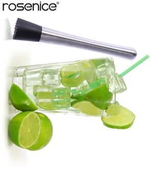 Rvs Cocktail Shaker Mixer Muddler Wijn Stirrer Ice Crusher Stok met Gegroefde Plastic Hoofd